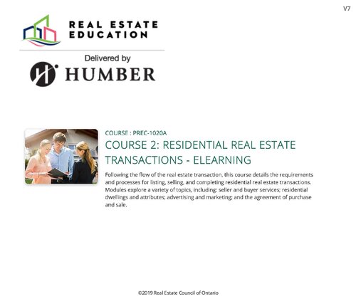 Course 2 - Residential Real Estate Transactions - Humber Real Estate Education