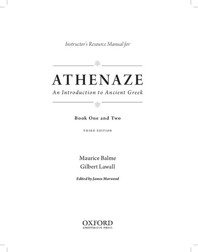 Instructor’s Resource Manual for Athenaze - An Introduction to Ancient Greek - Book One and Two