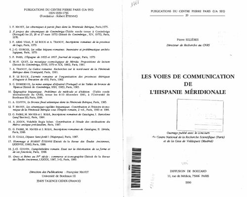 Les Voies de Communication de l'hispanie méridionale