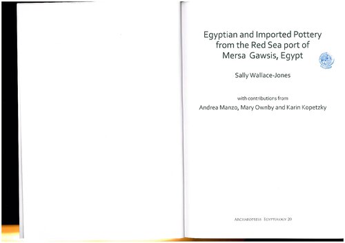 Egyptian and Imported Pottery from the Red Sea Port of Mersa Gawsis, Egypt