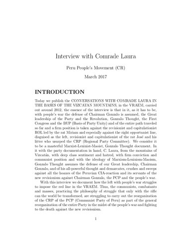 Interview with Comrade Laura