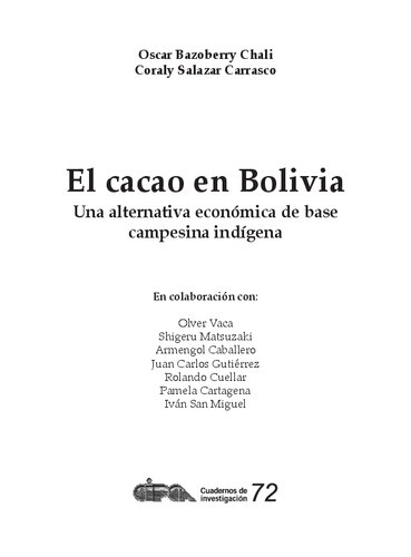 El cacao en Bolivia. Una alternativa económica de base campesina indígena
