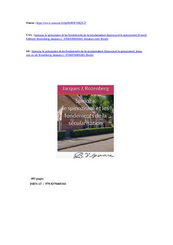 Spinoza, le spinozisme et les fondements de la sécularisation