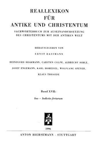 Reallexikon für Antike und Christentum 17 : Iao – Indicatio feriarum