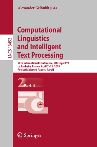 Computational Linguistics and Intelligent Text Processing: 20th International Conference, CICLing 2019, La Rochelle, France, April 7–13, 2019, Revised Selected Papers, Part II