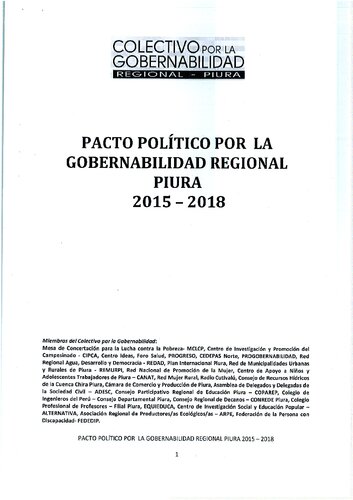 Pacto político por la gobernabilidad regional Piura 2015-2018
