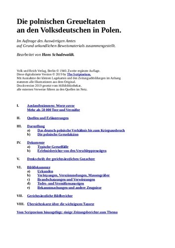 Die polnischen Greueltaten an den Volksdeutschen in Polen