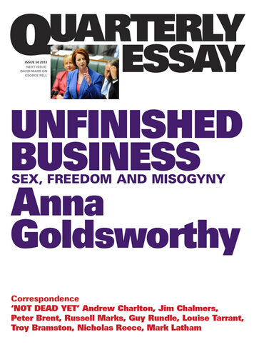 Quarterly Essay 50 Unfinished Business