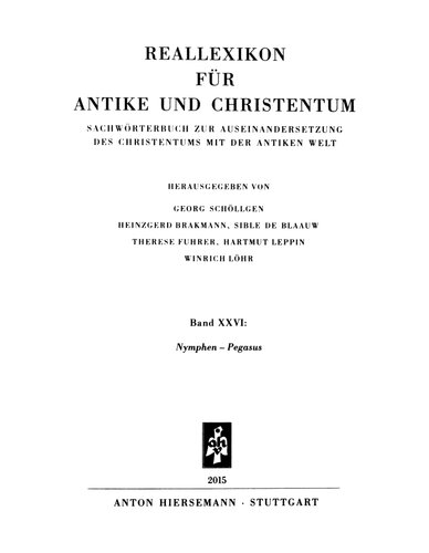 Reallexikon für Antike und Christentum 26 : Nymphen – Pegasus