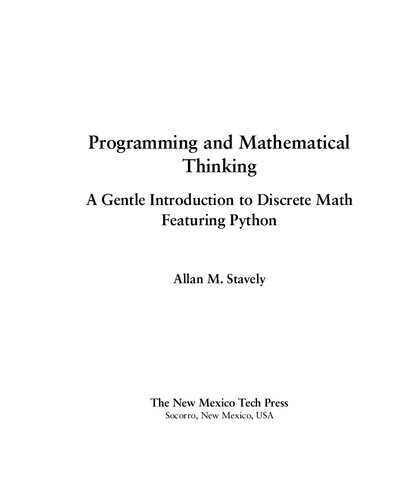Programming and Mathematical Thinking: A Gentle Introduction to Discrete Math Featuring Python