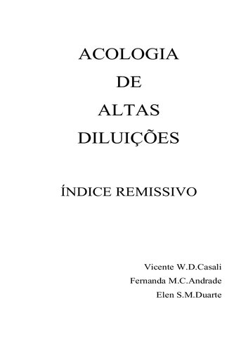 Acologia de altas diluicoes - Índice Remissivo