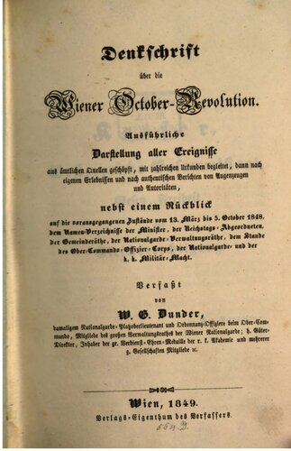 Denkschrift über die Wiener October-Revolution