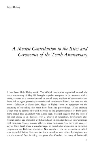 A MODEST CONTRIBUTION TO THE RITES AND CEREMONIES OF THE TENTH ANNIVERSARY