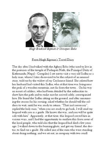 Hugh Ripman meeting the Shivapuri Baba. From Hugh Ripman´s Travel Diary