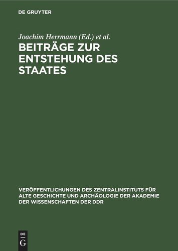 Beiträge zur Entstehung des Staates