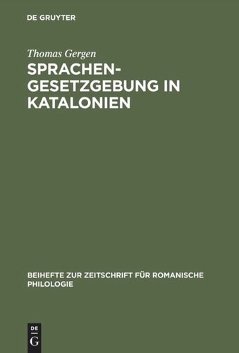 Sprachengesetzgebung in Katalonien: Die Debatte um die »Llei de Política Lingüística« vom 7. Januar 1998