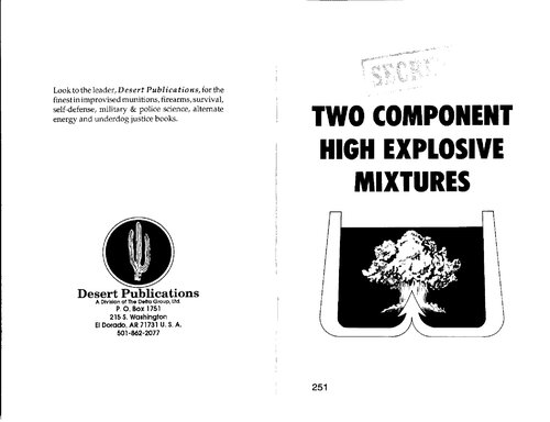 Two Component High Explosive Mixtures and Improvised Shaped Charges