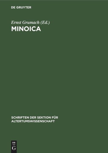 Minoica: Festschrift zum 80. Geburtstag von Johannes Sundwall