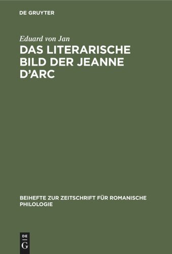 Das literarische Bild der Jeanne d’Arc: (1429–1926)