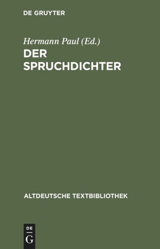 Gedichte: Teil 1: Der Spruchdichter