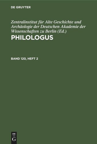 Philologus: Band 120, Heft 2