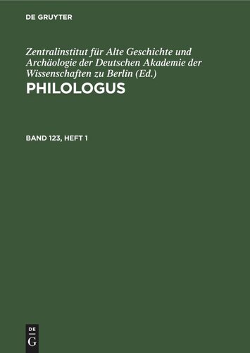 Philologus: Band 123, Heft 1