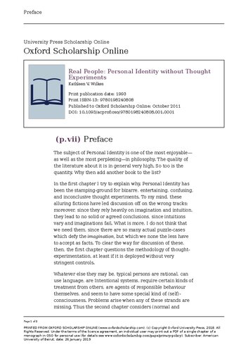 Real People: Personal Identity without Thought Experiments (Clarendon Paperbacks)
