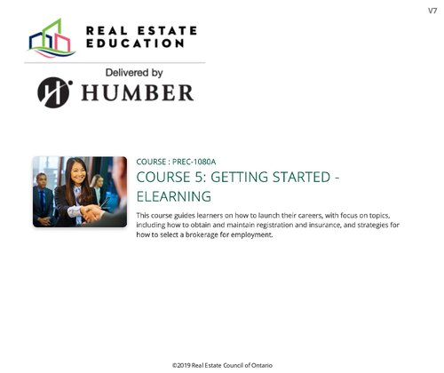 Course 5 - Getting Started - Humber Real Estate Education