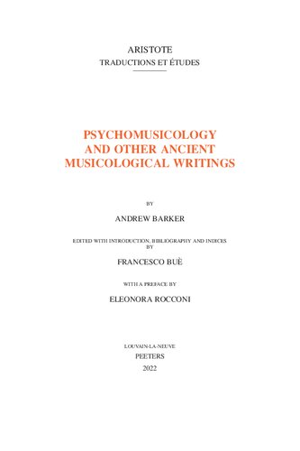 Psychomusicology and Other Ancient Musicological Writings