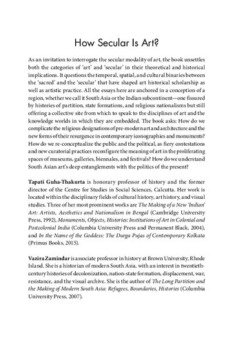 How Secular Is Art?: On the Politics of Art, History and Religion in South Asia