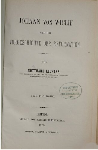 Johann von Wiclif und die Vorgeschichte der Reformation