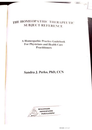 The Homeopathic Therapeutic Subject Reference