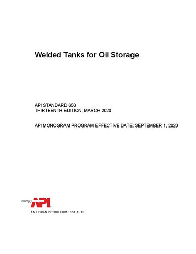 API Standard 650 Welded Tanks for Oil Storage