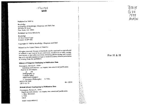 Emotions & Reasons: An Inquiry Into Emotional Justification