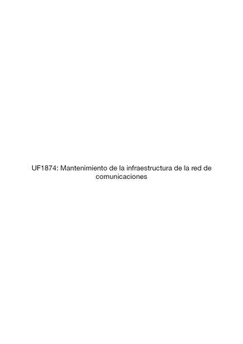 UF1874--Mantenimiento de la infraestructura de la red de comunicaciones
