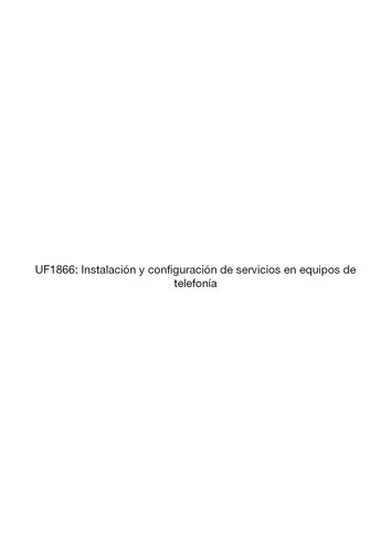 UF1866--Instalación y configuración de servicios en equipos de telefonía