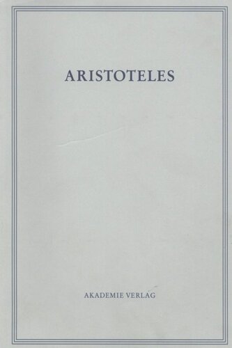 Aristoteles Werke: BAND 20/I Fragmente zu Philosophie, Rhetorik, Poetik, Dichtung