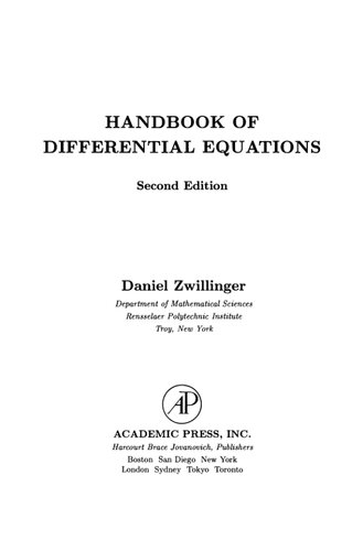 Handbook of Differential Equations