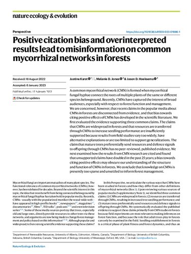 Positive citation bias and overinterpreted results lead to misinformation on common mycorrhizal networks in forests