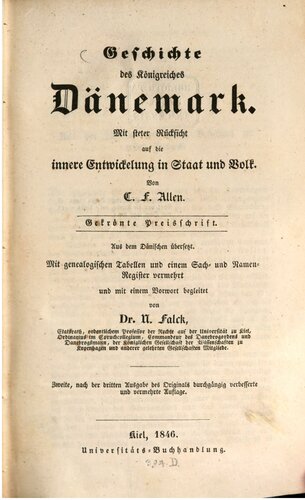 Geschichte des Königreichs Dänemark. Mit steter Rücksicht auf die innere Entwicklung in Staat und Volk