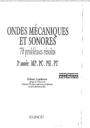 Ondes mécaniques et sonores - 70 Problèmes résolus