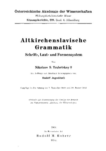 Altkirchenslavische Grammatik