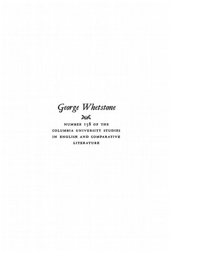 George Whetstone Mid-Elizabethan Gentleman of Letters