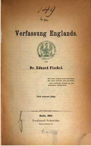 Die Verfassung Englands