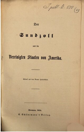 Der Sundzoll und die Vereinigten Staaten von Amerika