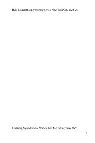 Walking With Cthulhu: H.P. Lovecraft as psychogeographer, New York City 1924-26.