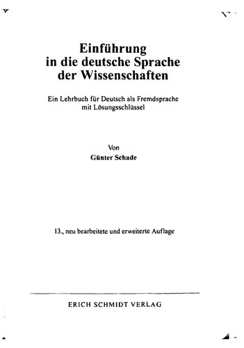 Einführung in die deutsche Sprache der Wissenschaften