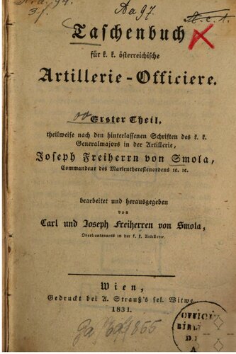 Taschenbuch für k. k. österreichische Artillerie-Offiziere