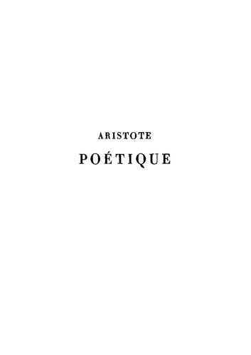 Aristote: Poétique