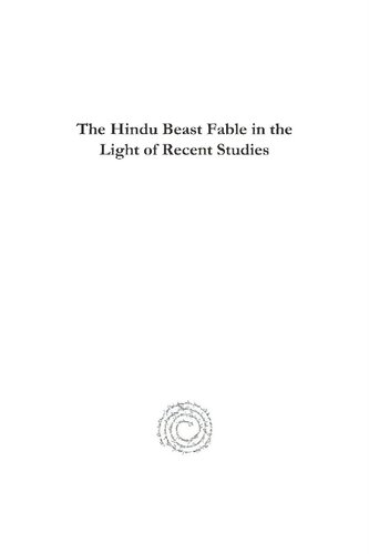 The Hindu Beast Fable in the Light of Recent Studies